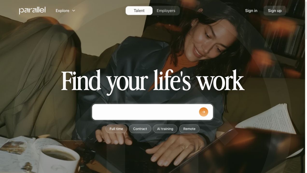 Parallel hero with Find your life’s work and job search