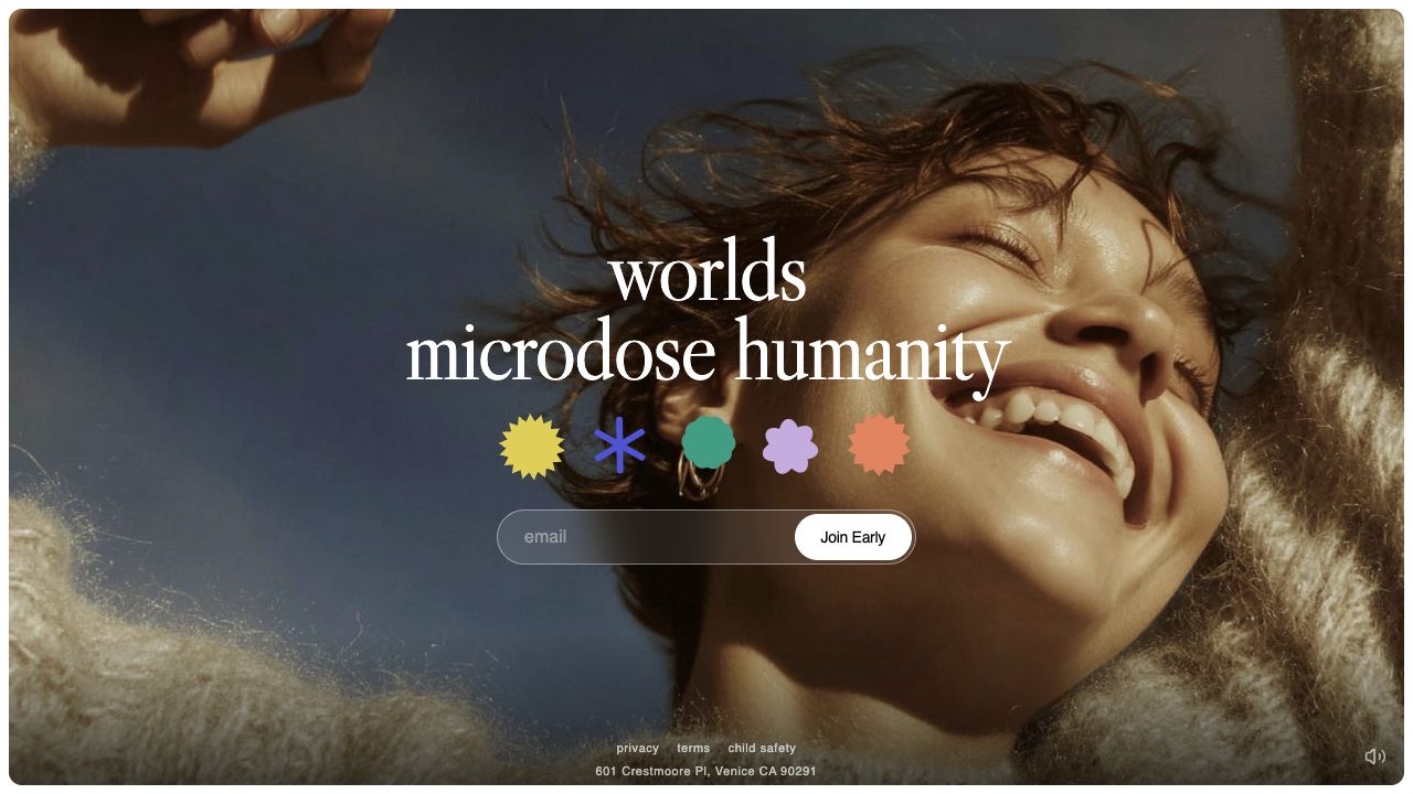 Worlds hero with microdose humanity and early-access signup